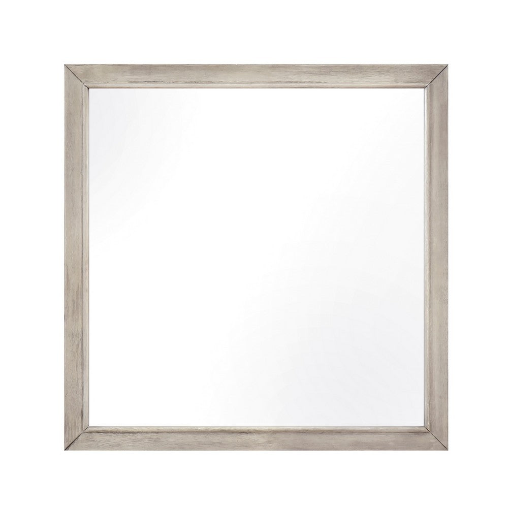 Evy Dresser Mirror | Framed Design | Rustic Gray Wood | 38x38 Square