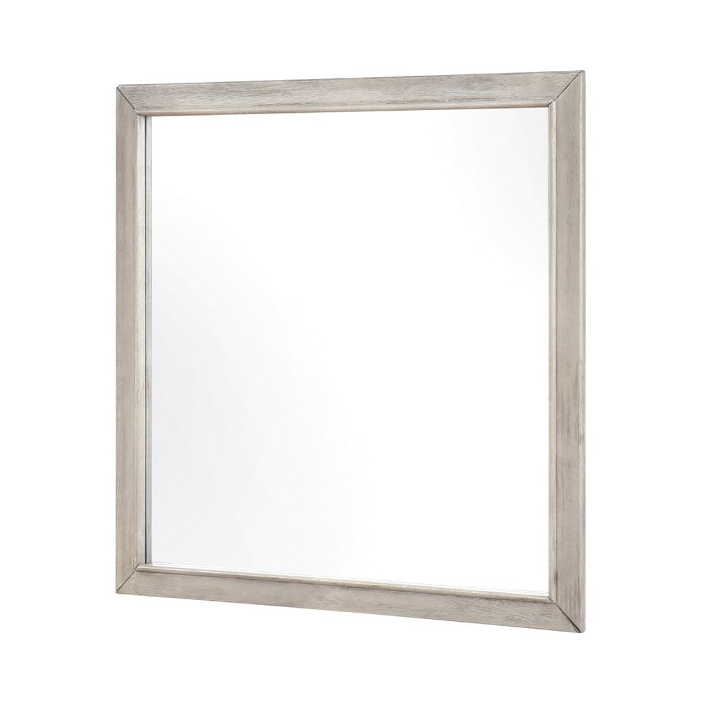 Evy Dresser Mirror | Framed Design | Rustic Gray Wood | 38x38 Square