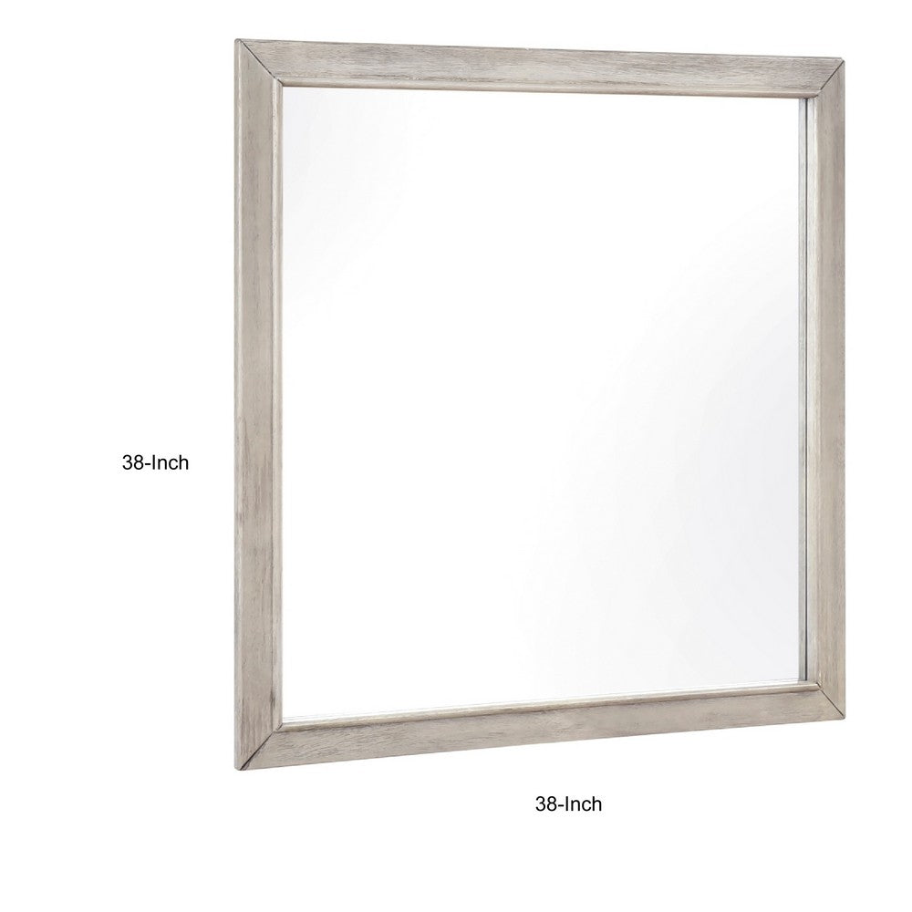 Evy Dresser Mirror | Framed Design | Rustic Gray Wood | 38x38 Square