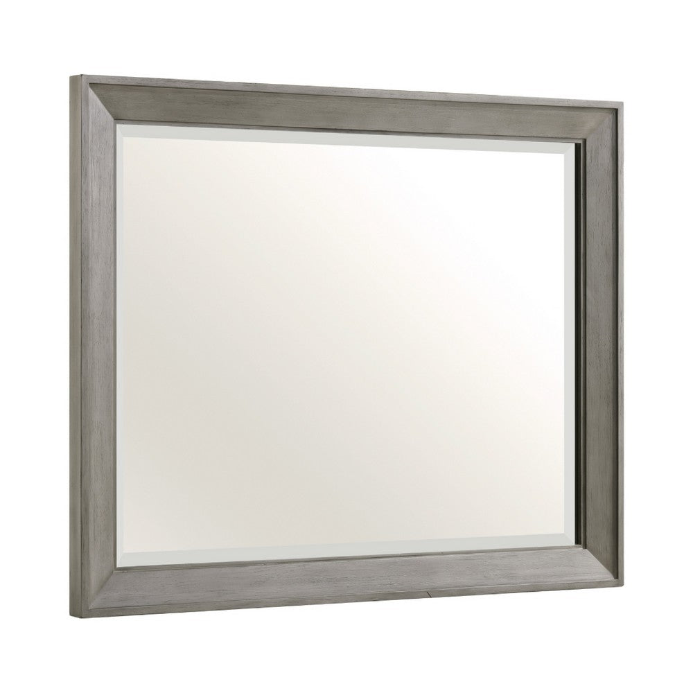 Rimy Dresser Mirror | Framed Antique Gray Wood | Transitional Style 38x47