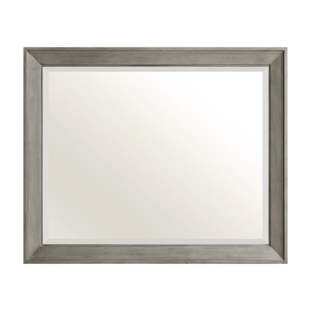 Rimy Dresser Mirror | Framed Antique Gray Wood | Transitional Style 38x47