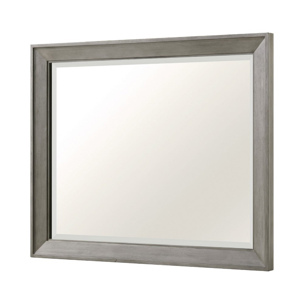 Rimy Dresser Mirror | Framed Antique Gray Wood | Transitional Style 38x47