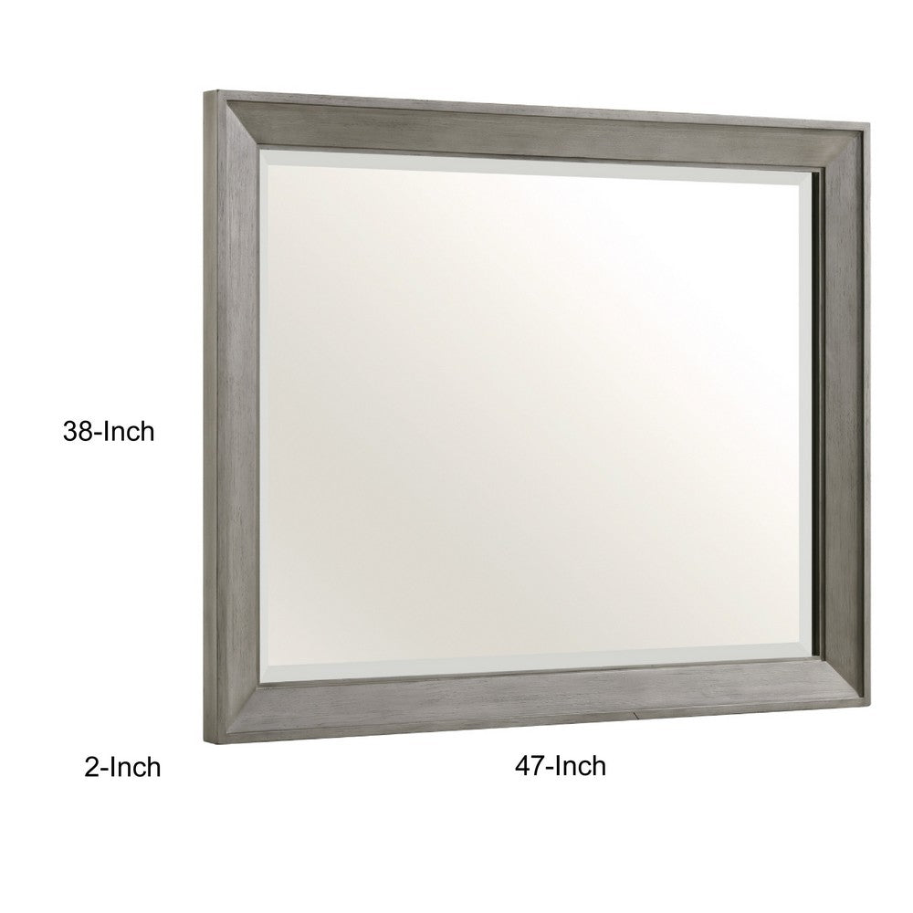 Rimy Dresser Mirror | Framed Antique Gray Wood | Transitional Style 38x47