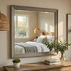 Rimy Dresser Mirror | Framed Antique Gray Wood | Transitional Style 38x47