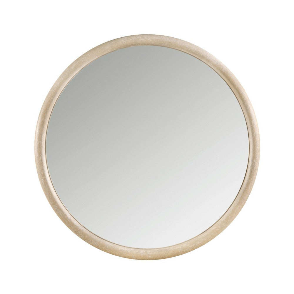 Maty Dresser Mirror | 38x38 Slim Round Design | Light Oak Brown Wood