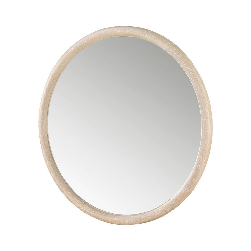 Maty Dresser Mirror | 38x38 Slim Round Design | Light Oak Brown Wood