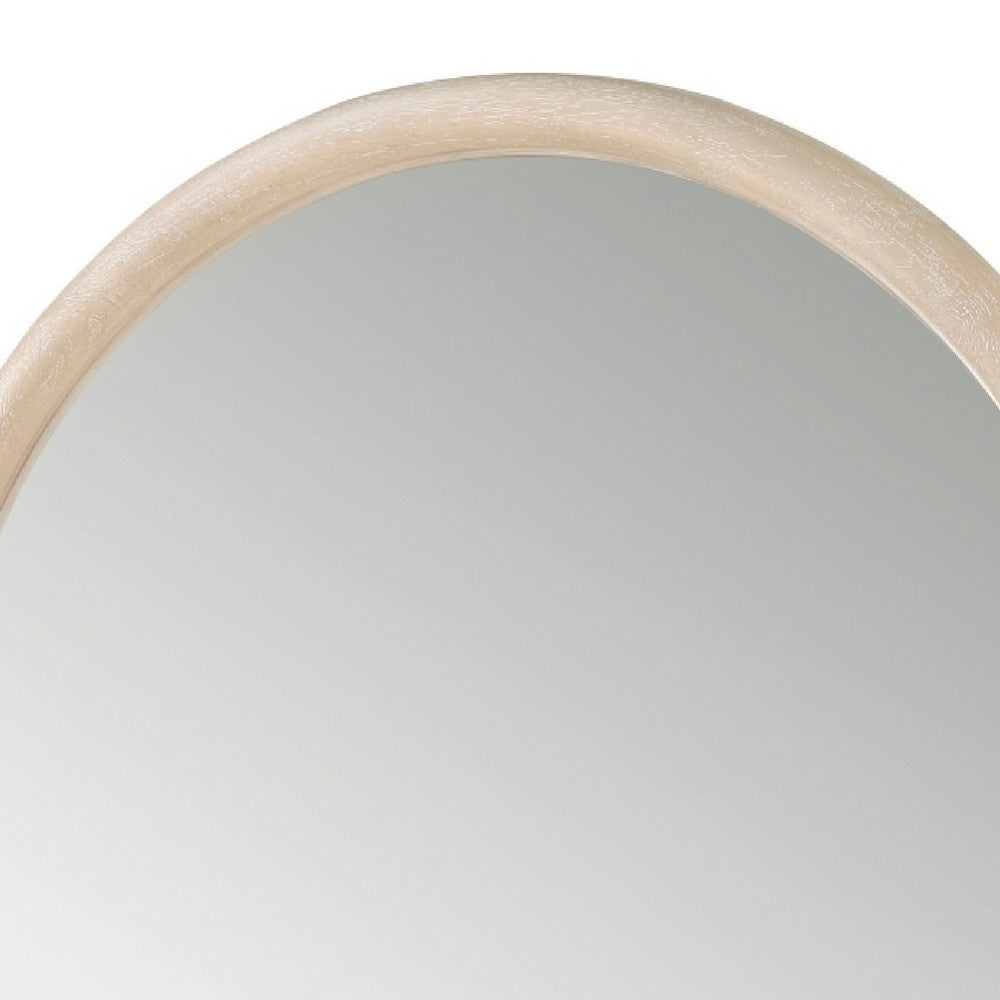 Maty Dresser Mirror | 38x38 Slim Round Design | Light Oak Brown Wood