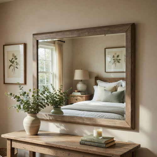 Cely Dresser Mirror | 36x52 Picture Frame Molding | Rustic Oak Gray Wood
