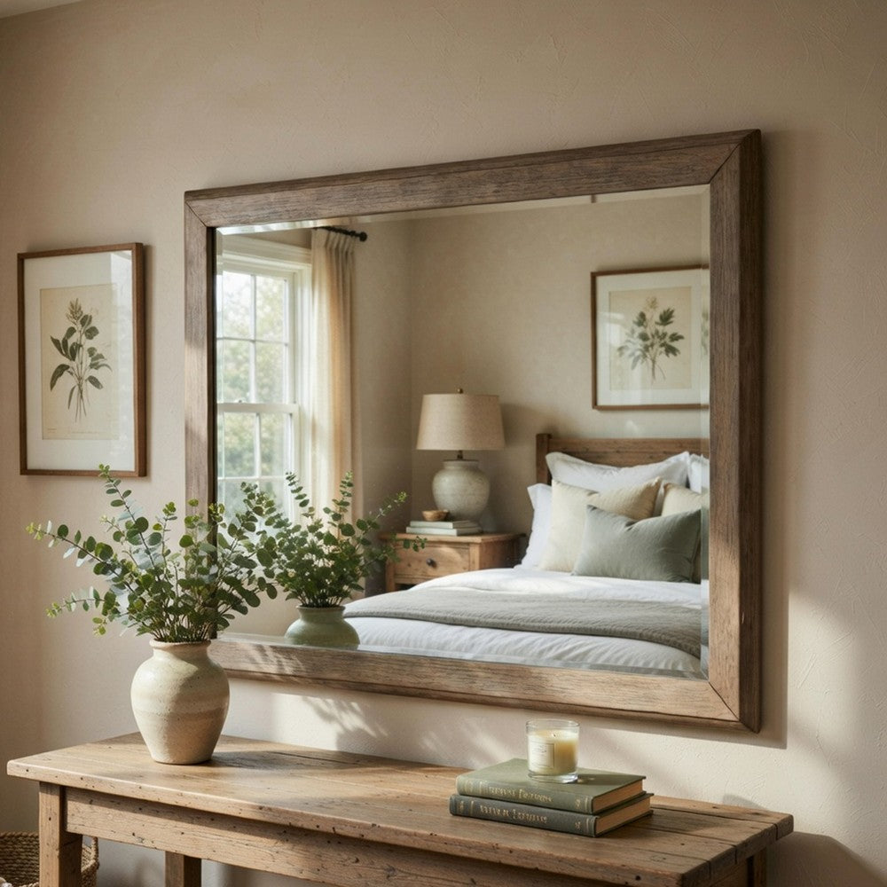 Cely Dresser Mirror | 36x52 Picture Frame Molding | Rustic Oak Gray Wood