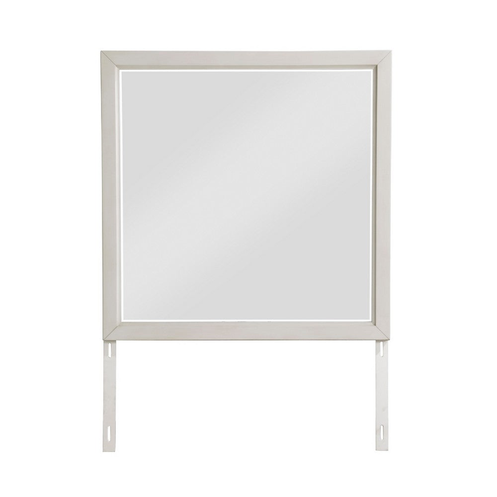 Flo 38x38 Square Dresser Mirror | Picture Frame Molding | Antique White