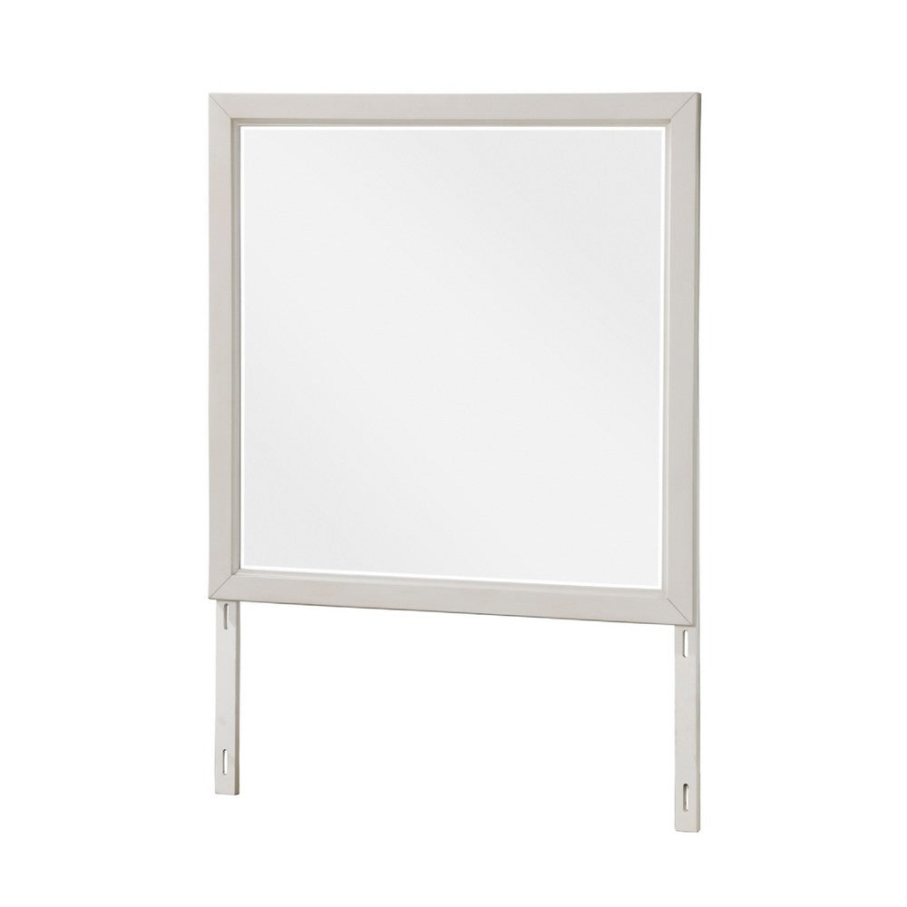 Flo 38x38 Square Dresser Mirror | Picture Frame Molding | Antique White