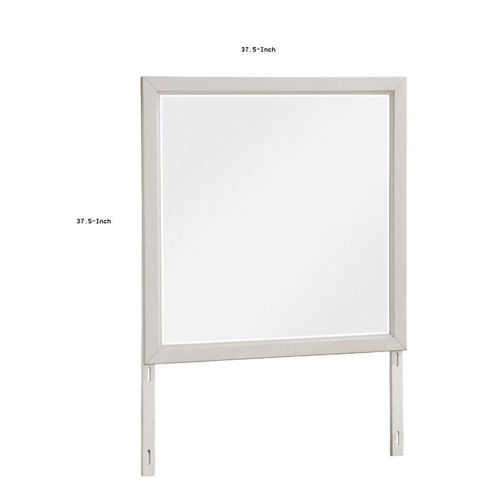 Flo 38x38 Square Dresser Mirror | Picture Frame Molding | Antique White