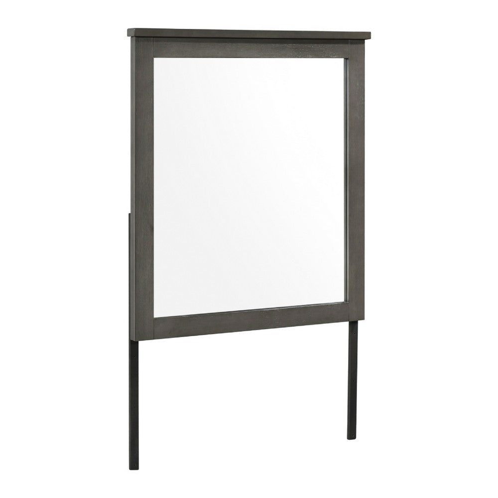 Nemy Dresser Mirror | 38x42 Rectangular Attachable Design | Rustic Gray Wood