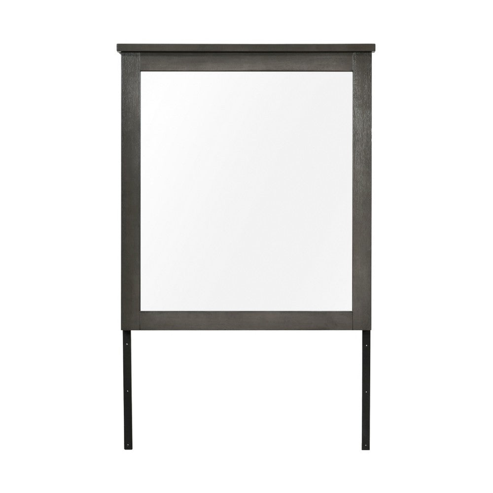 Nemy Dresser Mirror | 38x42 Rectangular Attachable Design | Rustic Gray Wood
