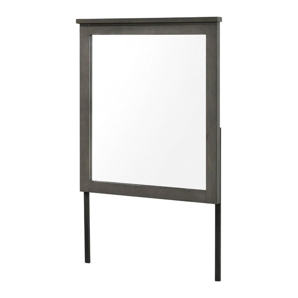 Nemy Dresser Mirror | 38x42 Rectangular Attachable Design | Rustic Gray Wood