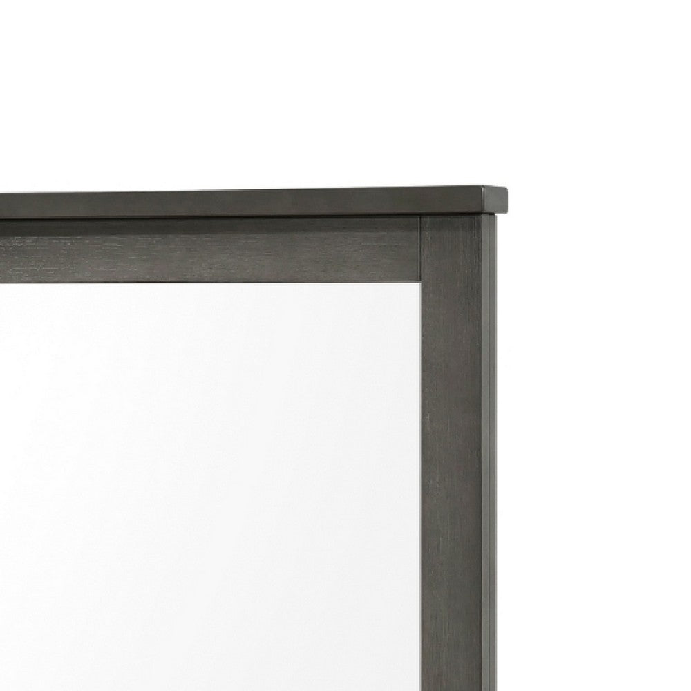 Nemy Dresser Mirror | 38x42 Rectangular Attachable Design | Rustic Gray Wood