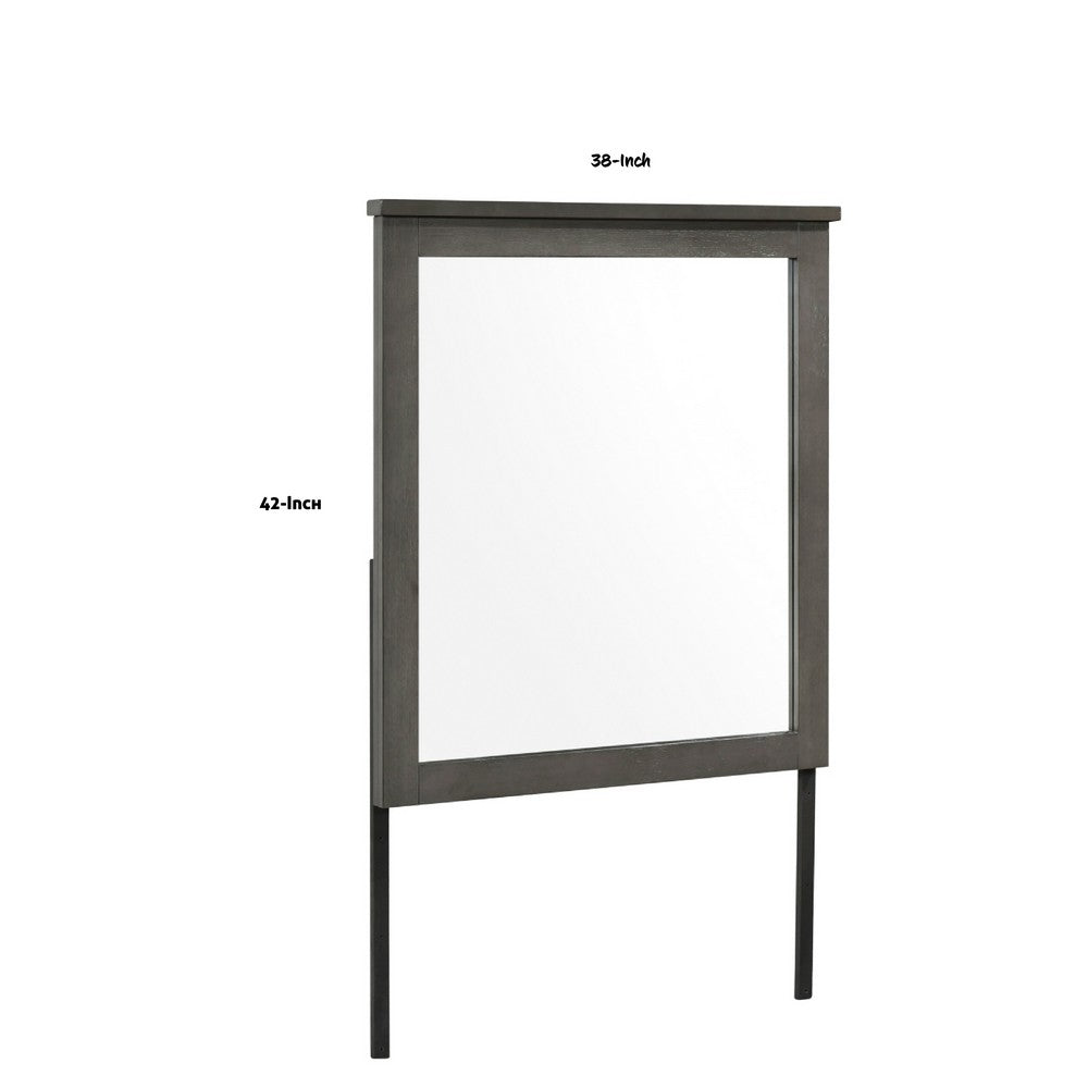 Nemy Dresser Mirror | 38x42 Rectangular Attachable Design | Rustic Gray Wood