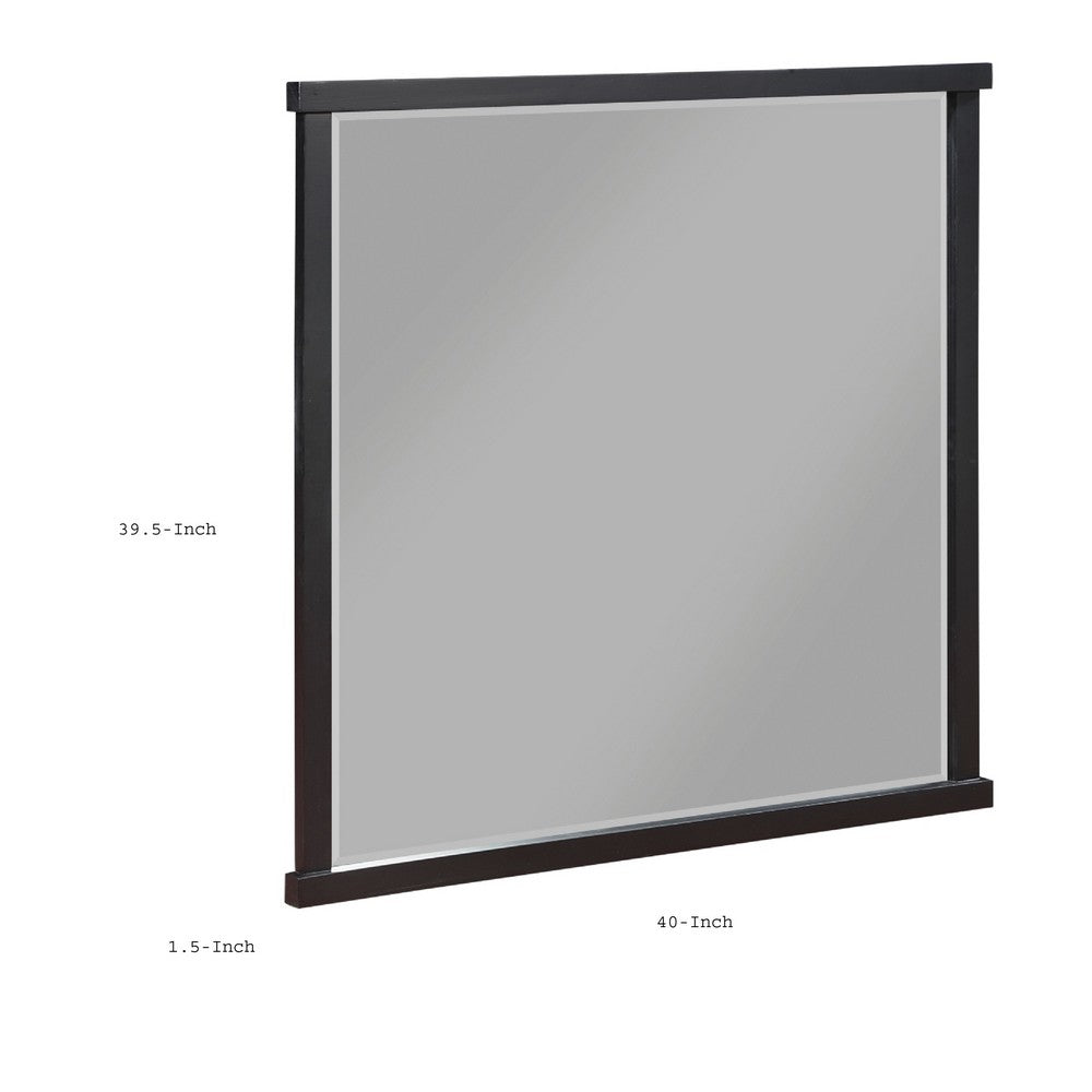 Acy Dresser Mirror | Elegant 40x40 Square Frame | Modern Black Wood