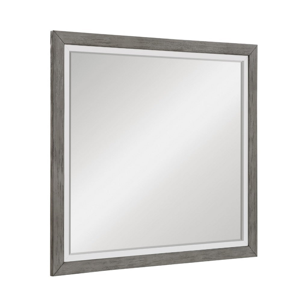 Rowy Dresser Mirror | Dual Tone Frame | Ivory & Gray Wood | 37x41 Square