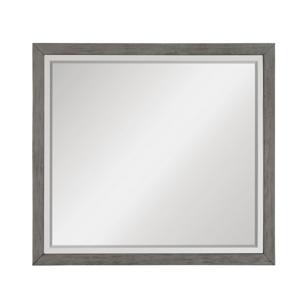 Rowy Dresser Mirror | Dual Tone Frame | Ivory & Gray Wood | 37x41 Square