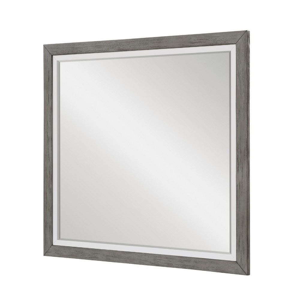 Rowy Dresser Mirror | Dual Tone Frame | Ivory & Gray Wood | 37x41 Square
