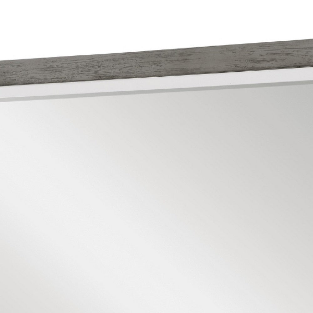 Rowy Dresser Mirror | Dual Tone Frame | Ivory & Gray Wood | 37x41 Square