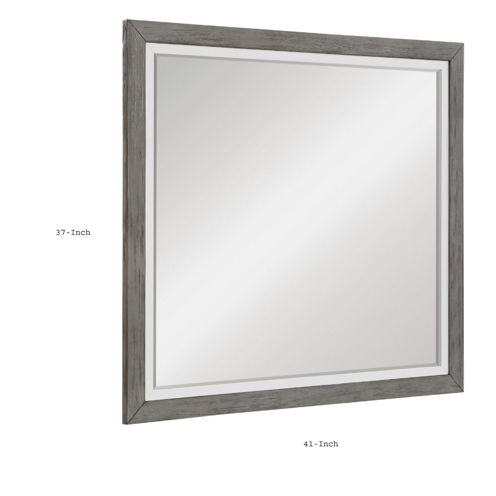Rowy Dresser Mirror | Dual Tone Frame | Ivory & Gray Wood | 37x41 Square