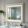 Dery Dresser Mirror with LED | White & Gold Wood Frame | 36x44 Rectangular