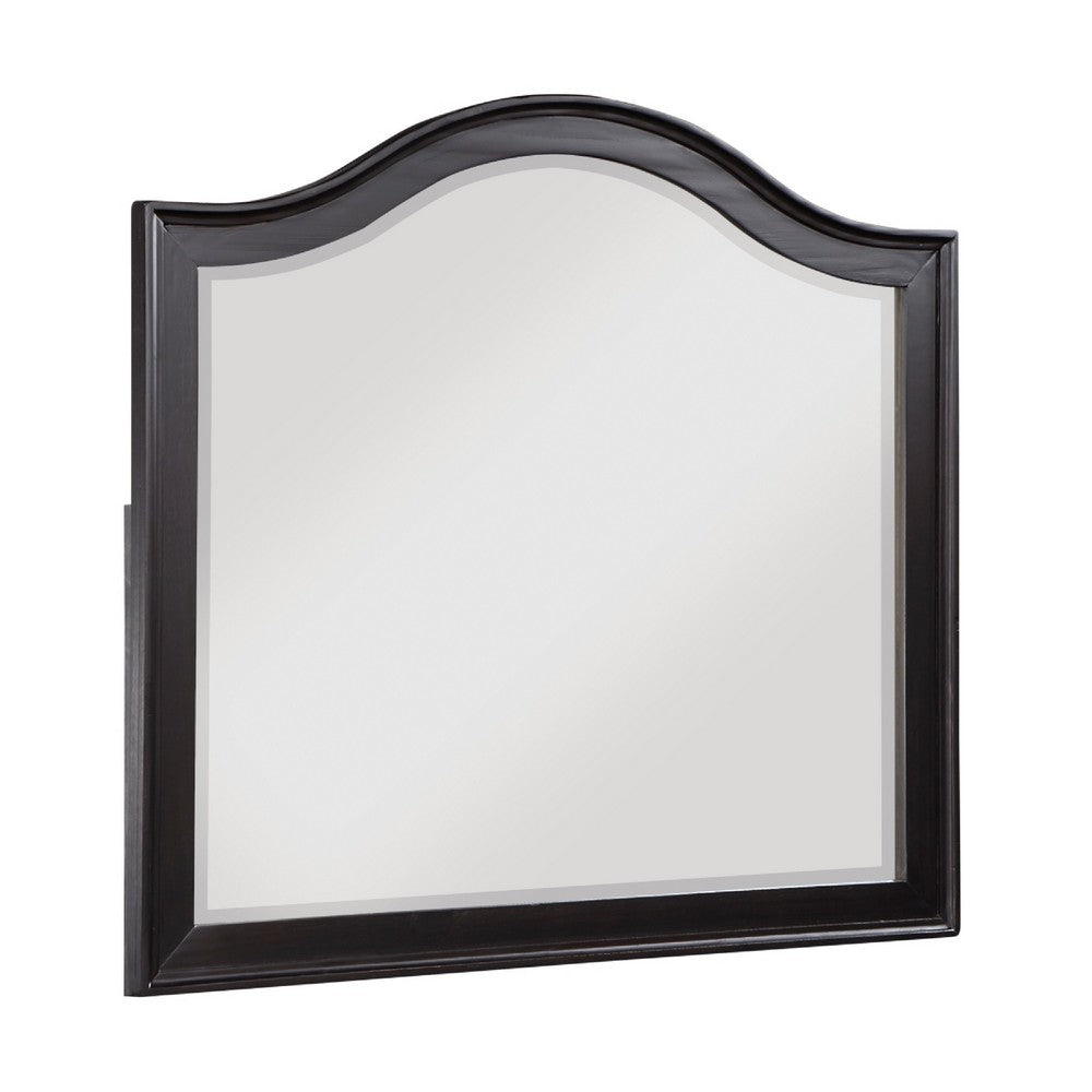 Vix Dresser Mirror | 39x42 Classic Arched Frame | Charcoal Brown Wood