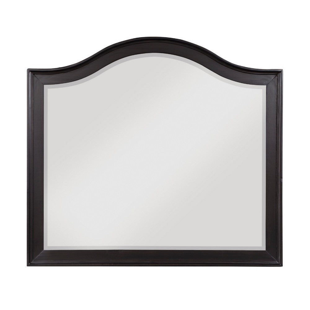 Vix Dresser Mirror | 39x42 Classic Arched Frame | Charcoal Brown Wood