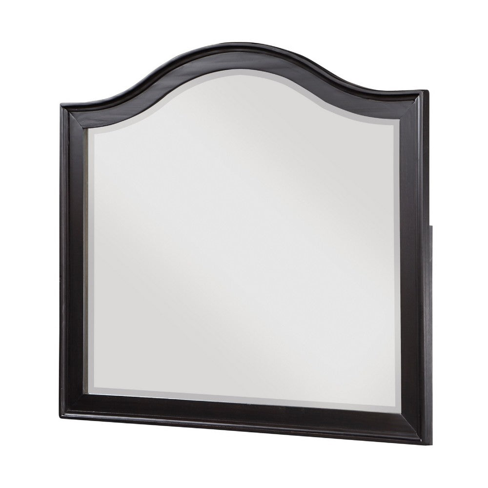 Vix Dresser Mirror | 39x42 Classic Arched Frame | Charcoal Brown Wood