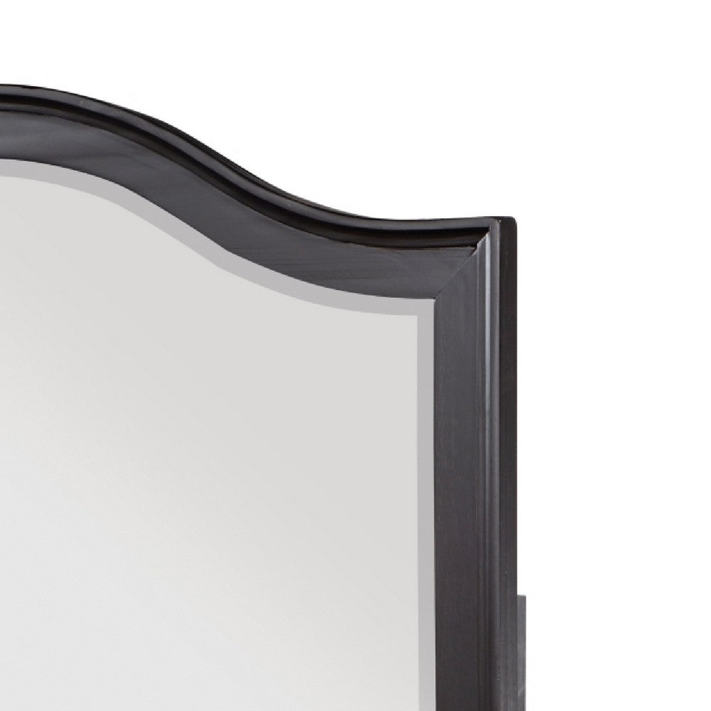 Vix Dresser Mirror | 39x42 Classic Arched Frame | Charcoal Brown Wood