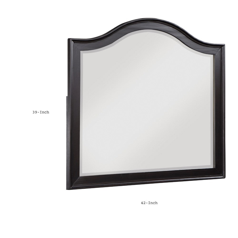 Vix Dresser Mirror | 39x42 Classic Arched Frame | Charcoal Brown Wood