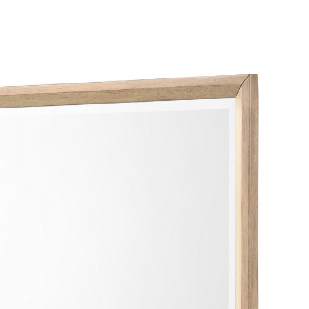Kali Dresser Mirror | Midcentury 38x38 Square Natural Oak Brown Wood Frame