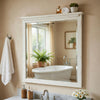 Gemi Dresser Mirror | Antique White Rub Through Finish Wood 34x39 Square