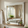 Gemi Dresser Mirror | Antique White Rub Through Finish Wood 34x39 Square