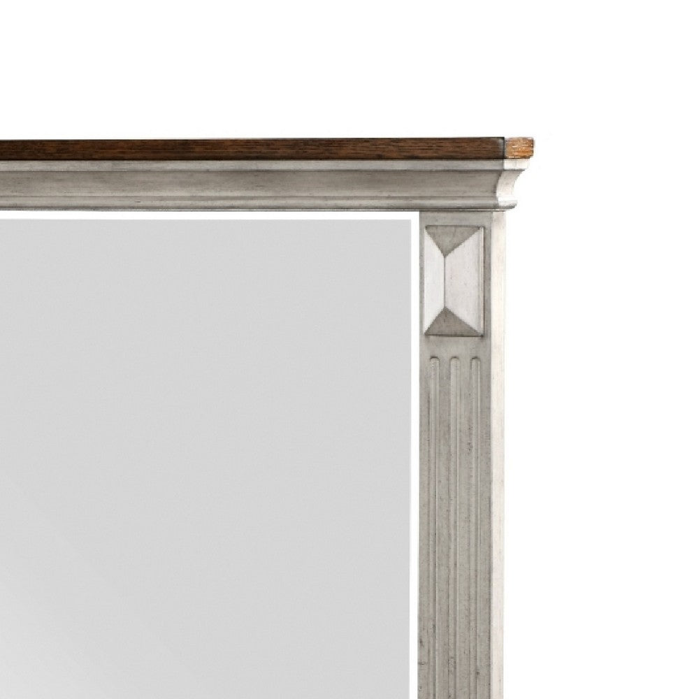 Kova Dresser Mirror | Routed Pilasters | Gray & Brown 38x47 Rectangular