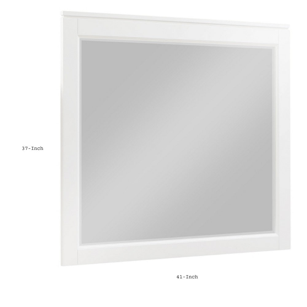 Thiem Dresser Mirror | Picture Frame Molding | White 37x41 Rectangular