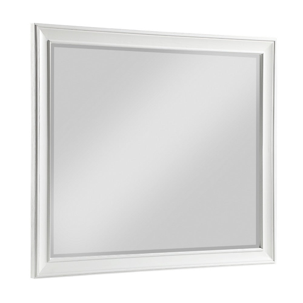 Lyni Dresser Mirror | Traditional Frame | White Wood | 37x44 Rectangular
