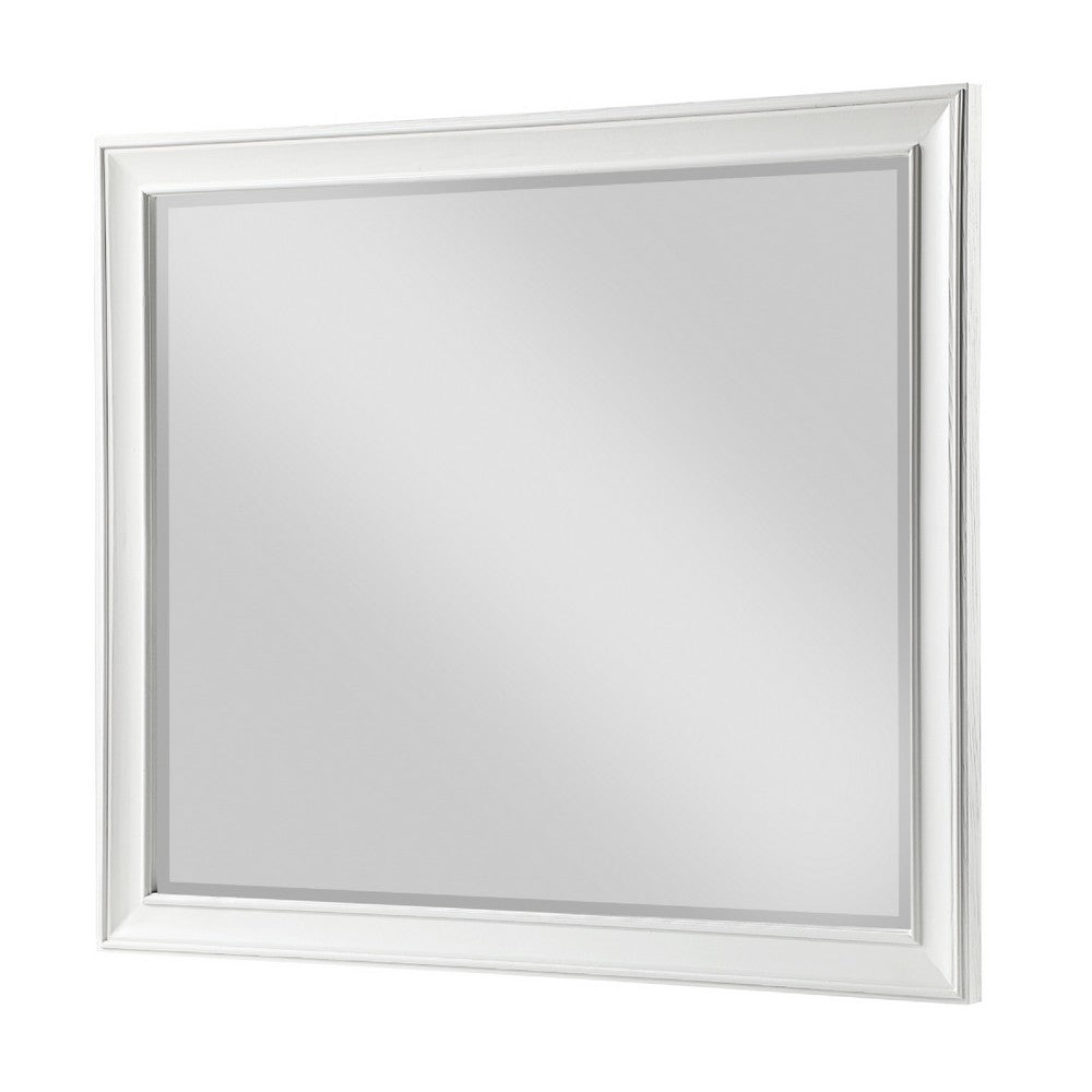 Lyni Dresser Mirror | Traditional Frame | White Wood | 37x44 Rectangular