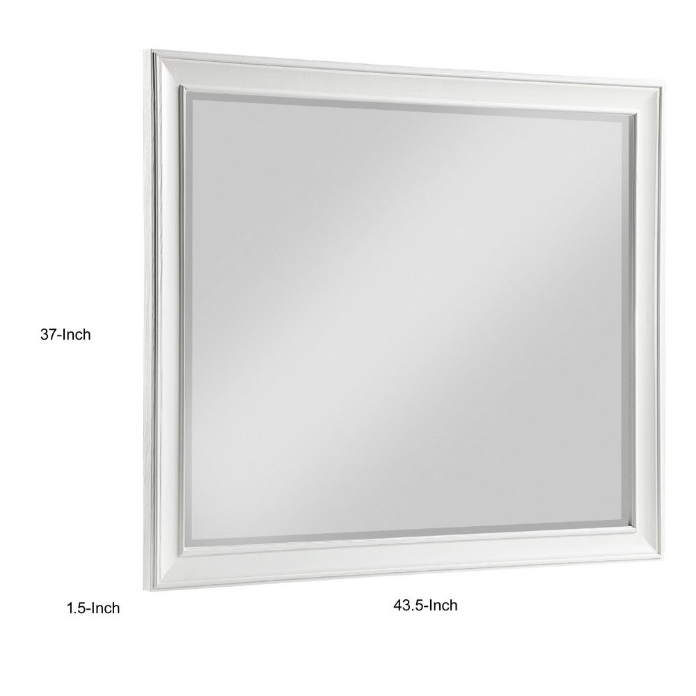Lyni Dresser Mirror | Traditional Frame | White Wood | 37x44 Rectangular