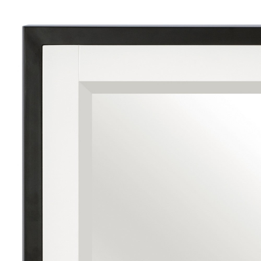 Jem Dresser Mirror | White & Walnut Brown Metal Frame | 37x42 Rectangular