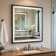 Jem Dresser Mirror | White & Walnut Brown Metal Frame | 37x42 Rectangular