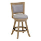 Kia Swivel Counter Stool Chair | Nailed Gray Linen | Driftwood Brown