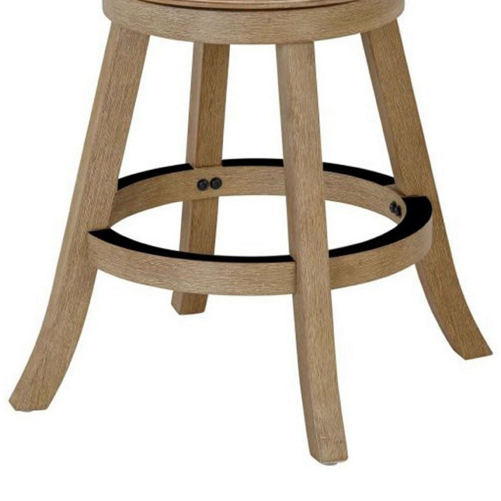 Kia Swivel Counter Stool Chair | Nailed Gray Linen | Driftwood Brown