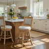 Kia Swivel Counter Stool Chair | Nailed Gray Linen | Driftwood Brown