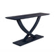 Kee Sofa Console Table  | Cross Legged Pedestal Base | Navy Blue Wood 57"
