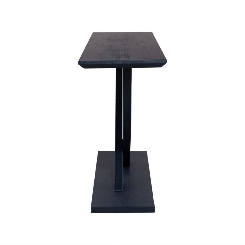Kee Sofa Console Table  | Cross Legged Pedestal Base | Navy Blue Wood 57"