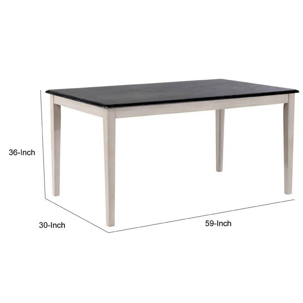 Nova Dining Table | Rectangular | European Black Ash w Antique White 59"