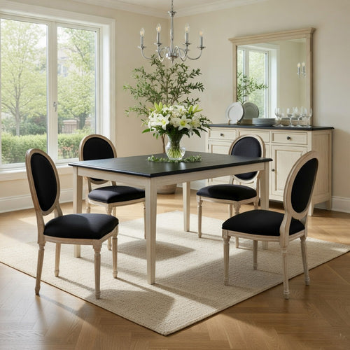 Nova Dining Table | Rectangular | European Black Ash w Antique White 59"